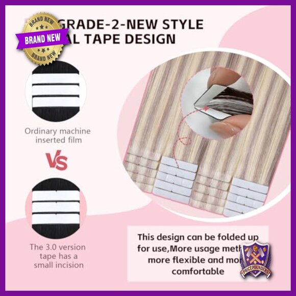 Real Human Hair Tape-In Extensions 14 Inch Seamless Invisible Hand-Tied main image 2